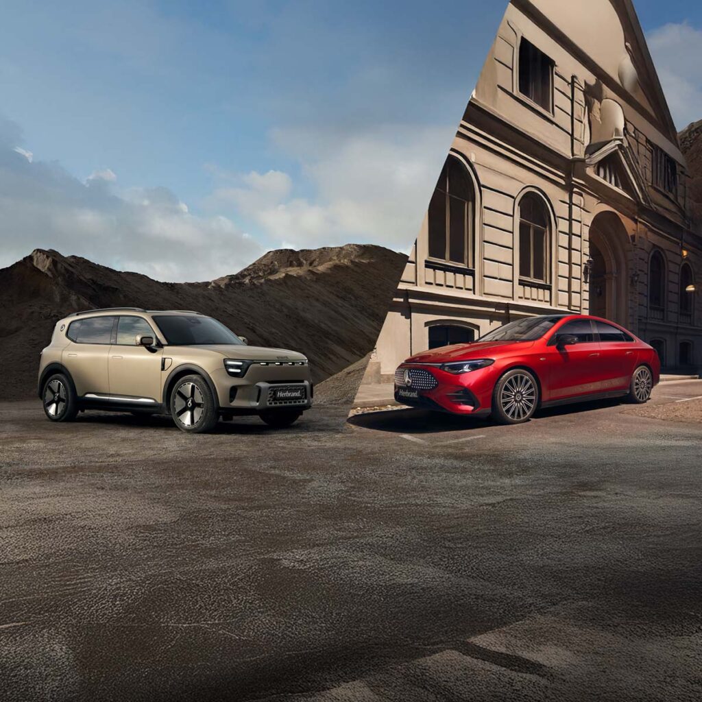 Frontansicht des smart #5 und Mercedes-Benz CLA.