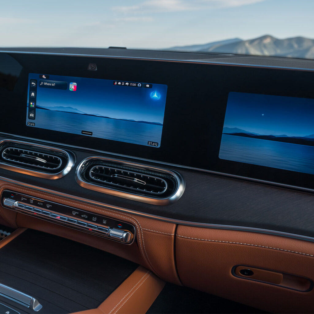 Displays im Innenraum des Mercedes-Benz GLE